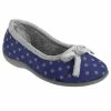 Sleepers Womens/Ladies Louise Polka Dot Bow Slippers - Navy