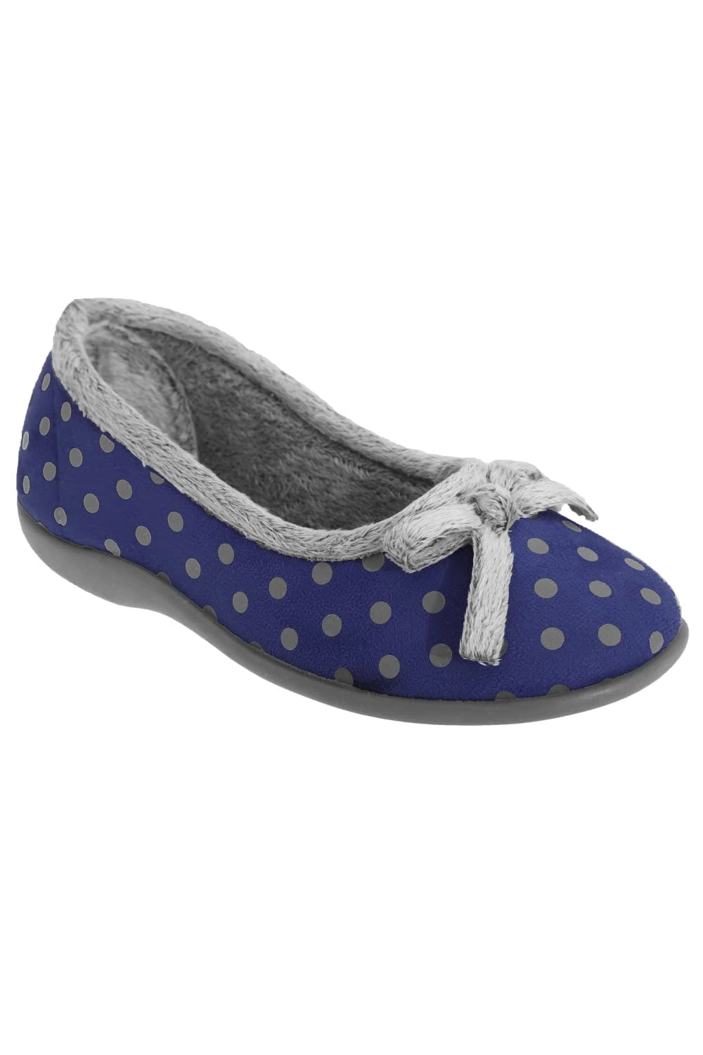 Sleepers Womens/Ladies Louise Polka Dot Bow Slippers - Navy