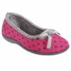 Sleepers Womens/Ladies Louise Polka Dot Bow Slippers - Pink