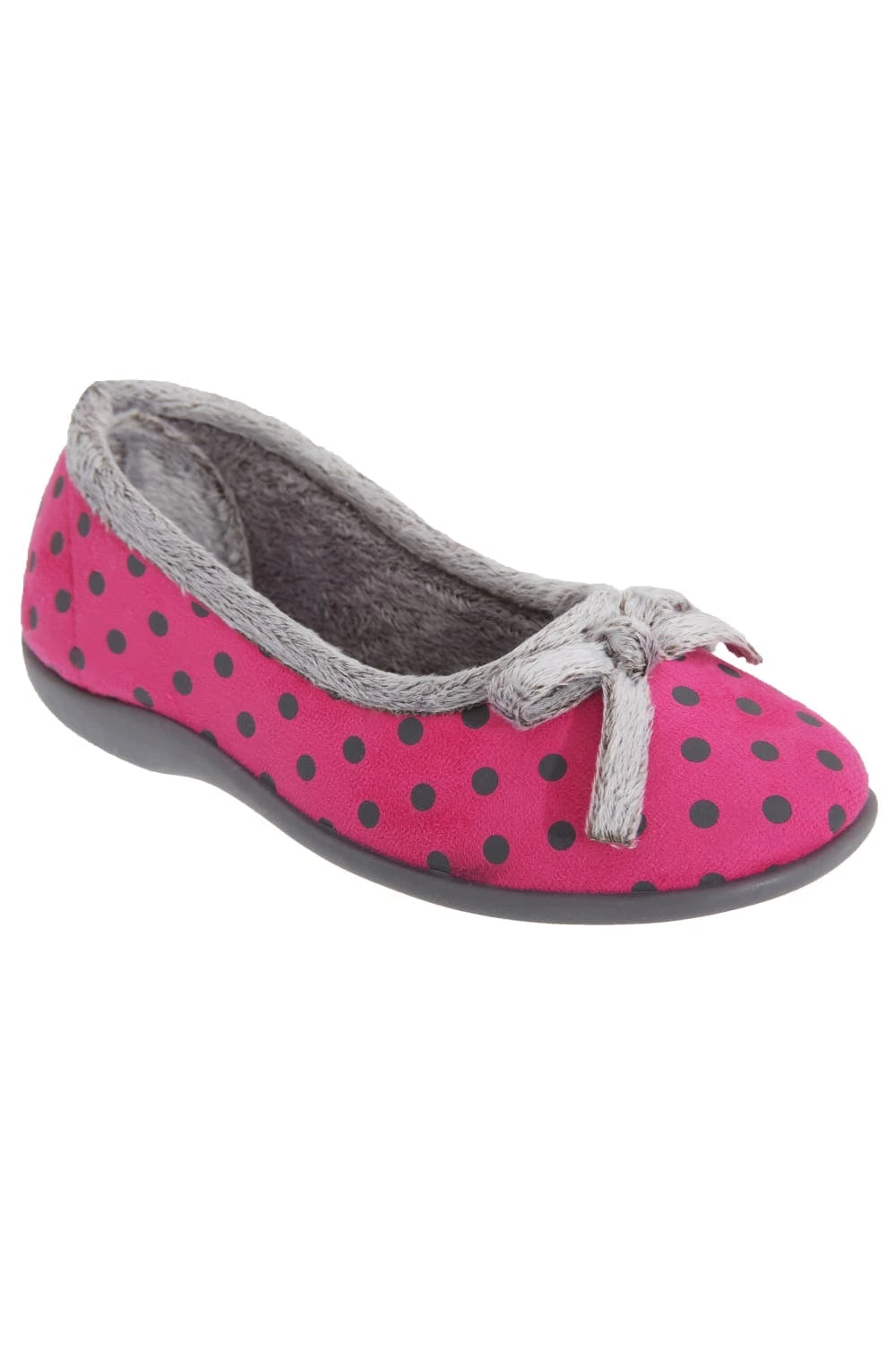 Sleepers Womens/Ladies Louise Polka Dot Bow Slippers - Pink