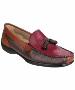 Cotswold Biddlestone Ladies Moccasin/Womens Shoes - Chestnut/Tan/Wine