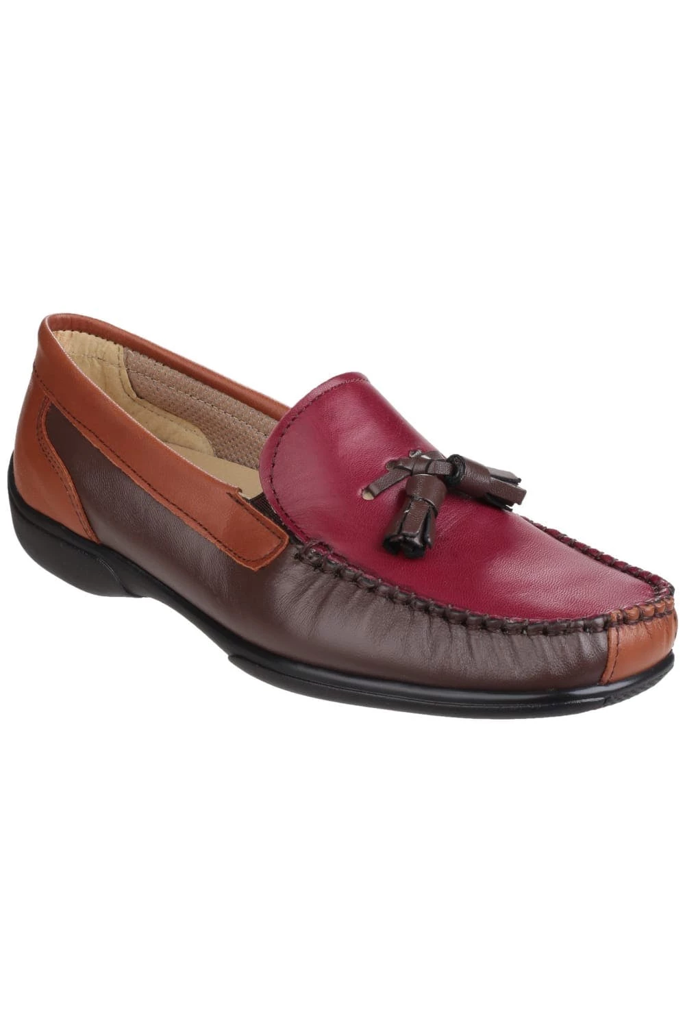 Cotswold Biddlestone Ladies Moccasin/Womens Shoes - Chestnut/Tan/Wine