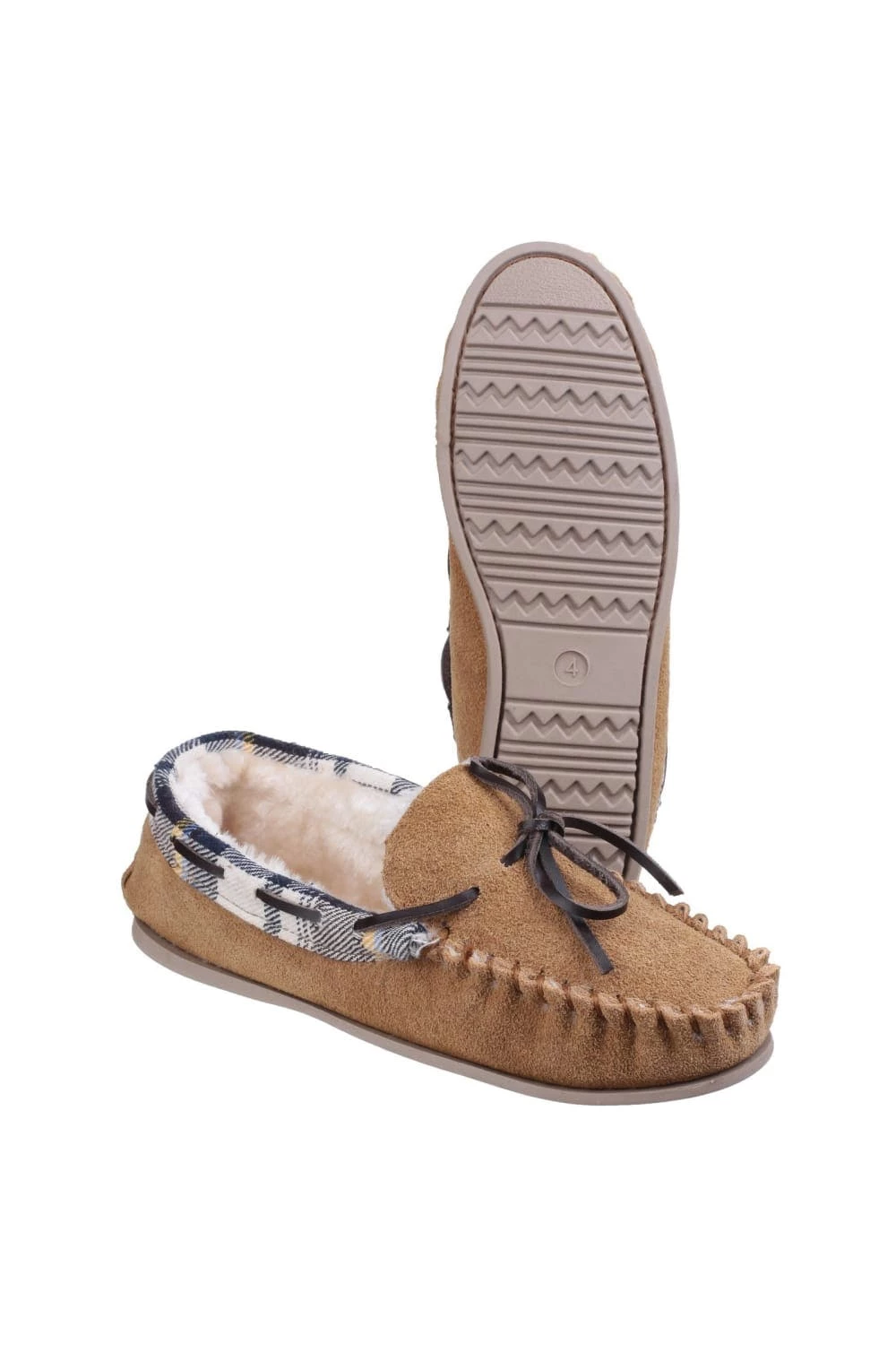 Cotswold Womens/Ladies Kilkenny Classic Fur Lined Moccasin Slippers - Tan - Image 6