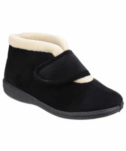 Fleet & Foster Womens/Ladies Levitt Touch Fasten Slippers - Black