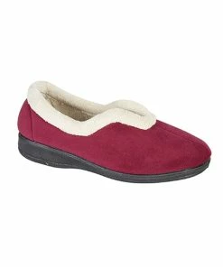 Sleepers Womens/Ladies Olivia V Throat Memory Foam Slippers (Wine)