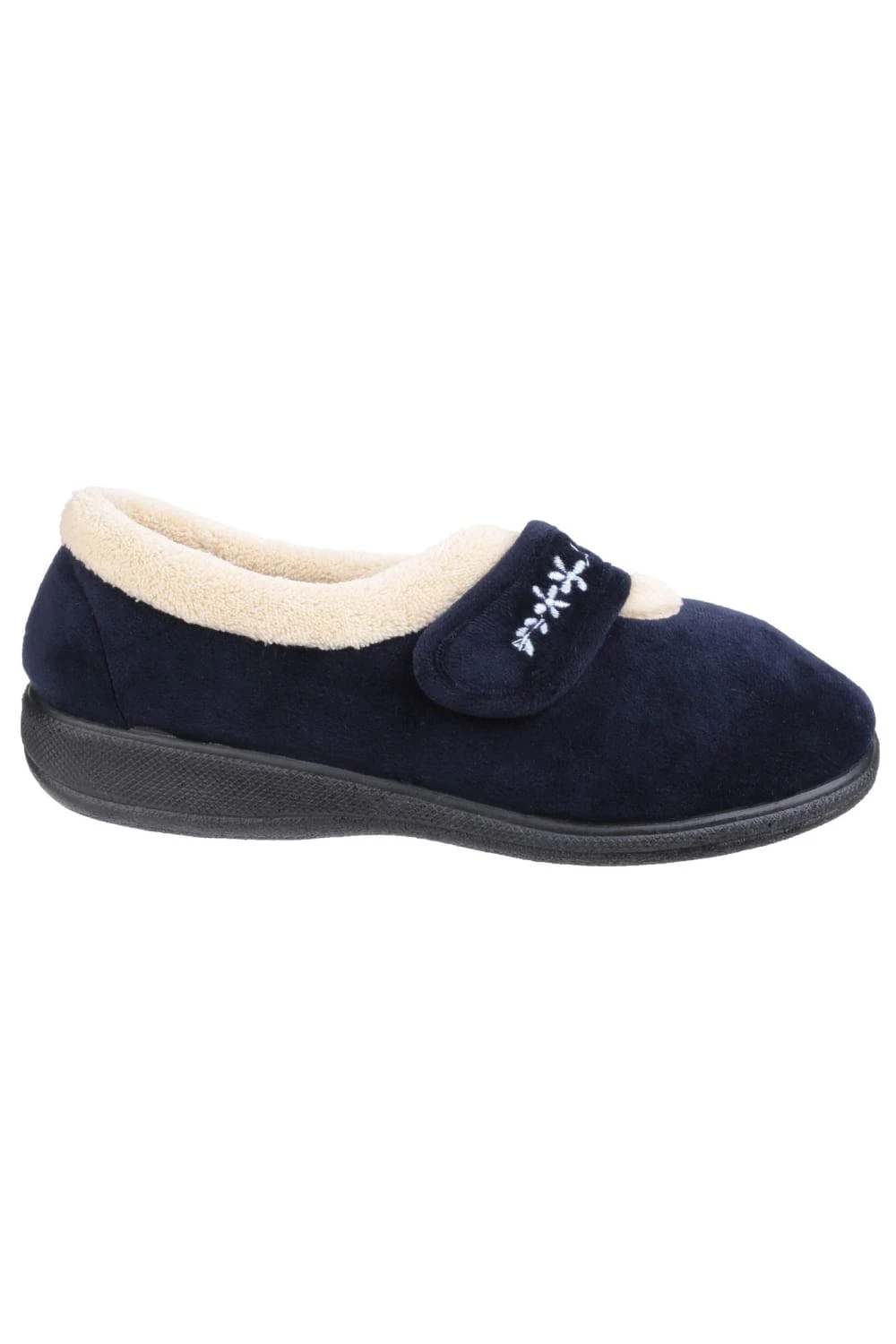 Fleet & Foster Womens/Ladies Capa Floral Touch Fasten Slippers - Navy - Image 3