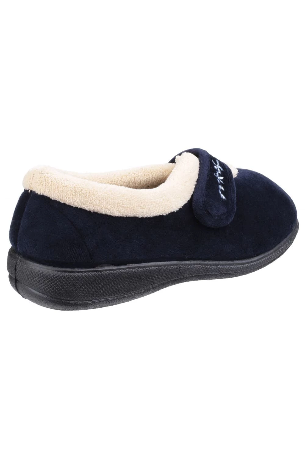 Fleet & Foster Womens/Ladies Capa Floral Touch Fasten Slippers - Navy - Image 2