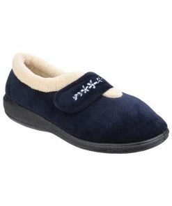 Fleet & Foster Womens/Ladies Capa Floral Touch Fasten Slippers - Navy