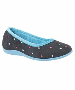 Sleepers Womens/Ladies Isla Dotted Ballerina Memory Foam Slippers - Blue/Turquoise