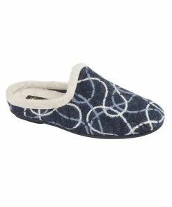 Sleepers Womens/Ladies Katie Knitted Patterned Mule Slippers - Blue