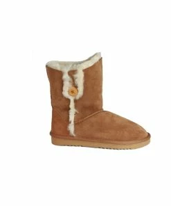 Eastern Counties Leather Womens/Ladies Lacey Sheepskin Button Boots- Chestnut