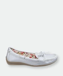 Fleet & Foster Women/Ladies Alicante Boat Shoes (Silver)