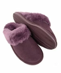 Eastern Counties Leather Womens/Ladies Sheepskin Lined Mule Slippers - Plum