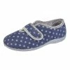 Sleepers Womens/Ladies Lucy V Throat Touch Fastening Memory Foam Slipper - Navy/Gray