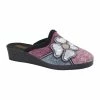 Sleepers Womens/Ladies Kimberly Flower Trim Mule Slippers - Black/Purple/Blue/Silver