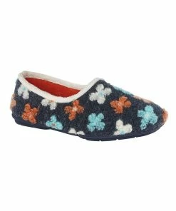 Sleepers Womens/Ladies Gracie Floral Knitted Slipper - Gray