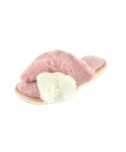 GENERIC Womens/Ladies Plush Crossover Slippers