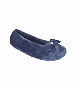 GENERIC Womens/Ladies Velour Ballet Slippers (Navy)