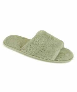 GENERIC Womens/Ladies Faux Fur Slide Slippers (Sage)