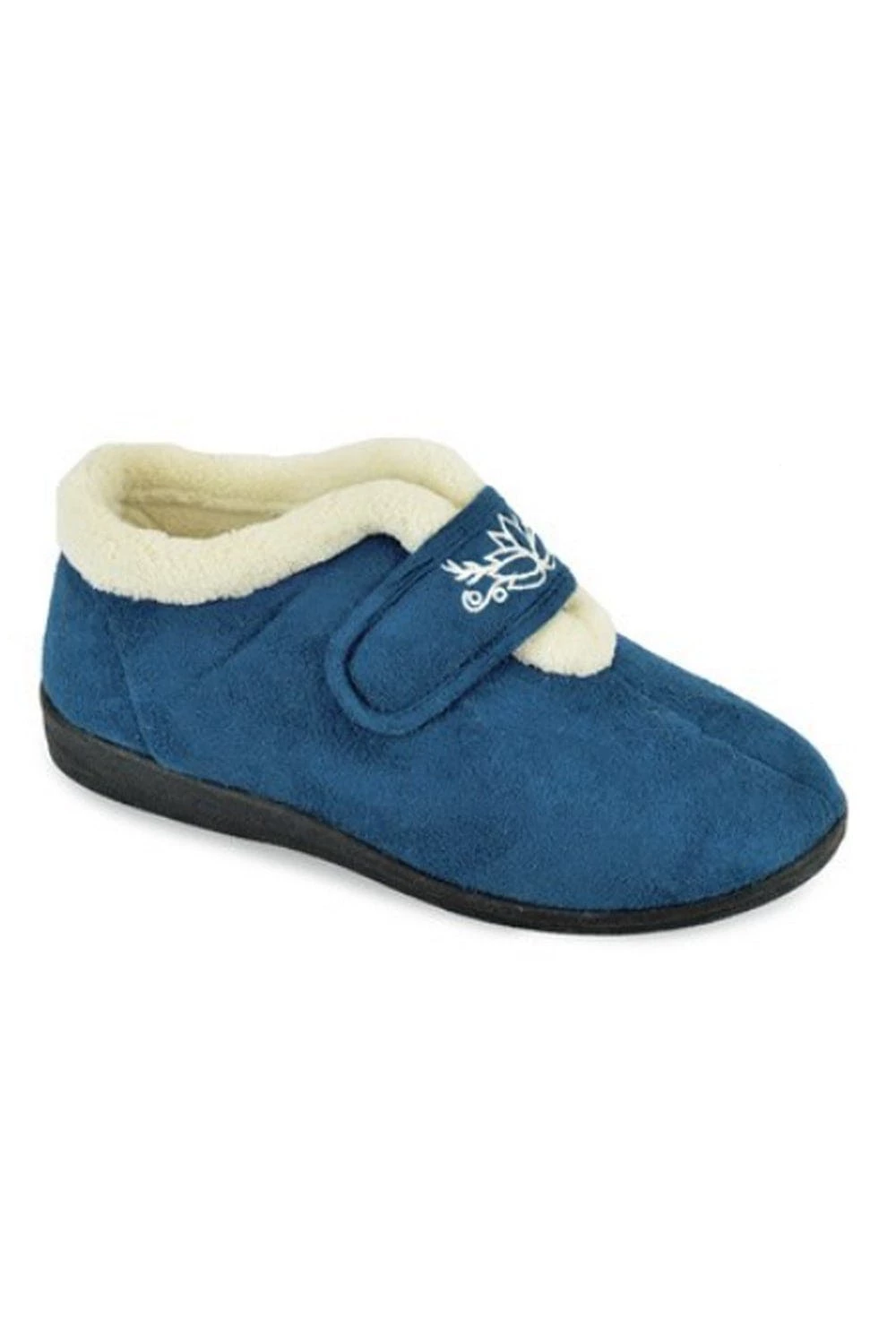 GENERIC Womens/Ladies Embroidered Slippers - Denim Blue