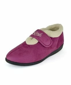 GENERIC Womens/Ladies Embroidered Slippers (Raspberry)