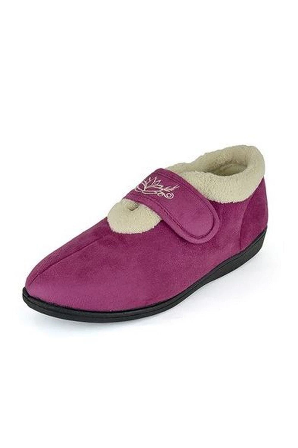 GENERIC Womens/Ladies Embroidered Slippers (Raspberry)