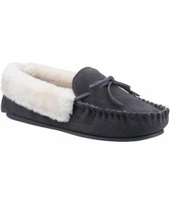 Cotswold Womens/Ladies Sopworth Moccasin Slippers - Gray
