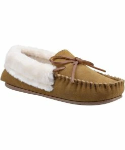 Cotswold Womens/Ladies Sopworth Moccasin Slippers - Tan