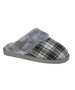 Sleepers Womens/Ladies Leyla Checked Slippers - Black/Gray