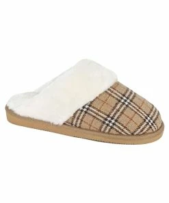 Sleepers Womens/Ladies Leyla Checked Slippers (Beige)