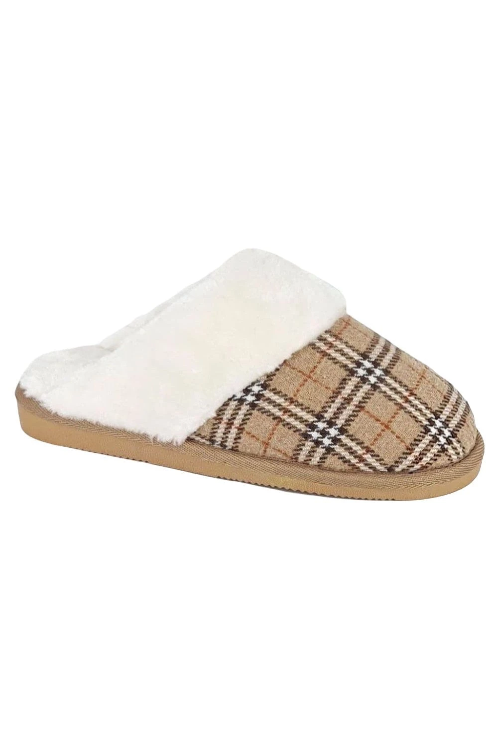 Sleepers Womens/Ladies Leyla Checked Slippers (Beige)