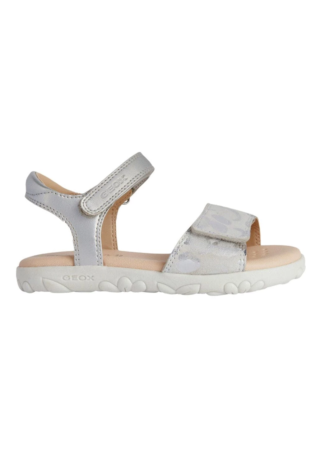Geox Girls Haiti Leather Sandals - White/Silver - Image 3