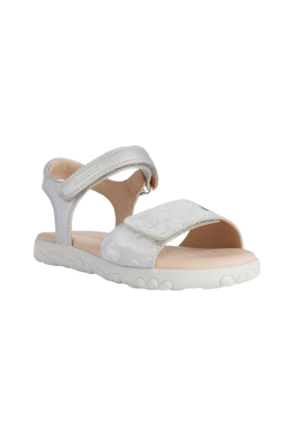 Geox Girls Haiti Leather Sandals - White/Silver