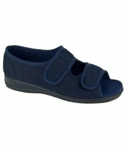 Sleepers Womens/Ladies Betty Extra Wide Slippers - Navy Blue