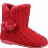 Fleet & Foster Womens/Ladies Apple Pom Pom Slippers - Burgundy