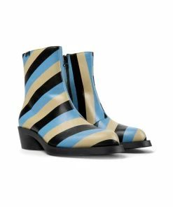 Camper Bonnie Multicolored Striped Leather Boots For Women