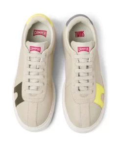Camper Pastel Gray Leather And Nubuck Runner K21 Twins Sneakers For Women