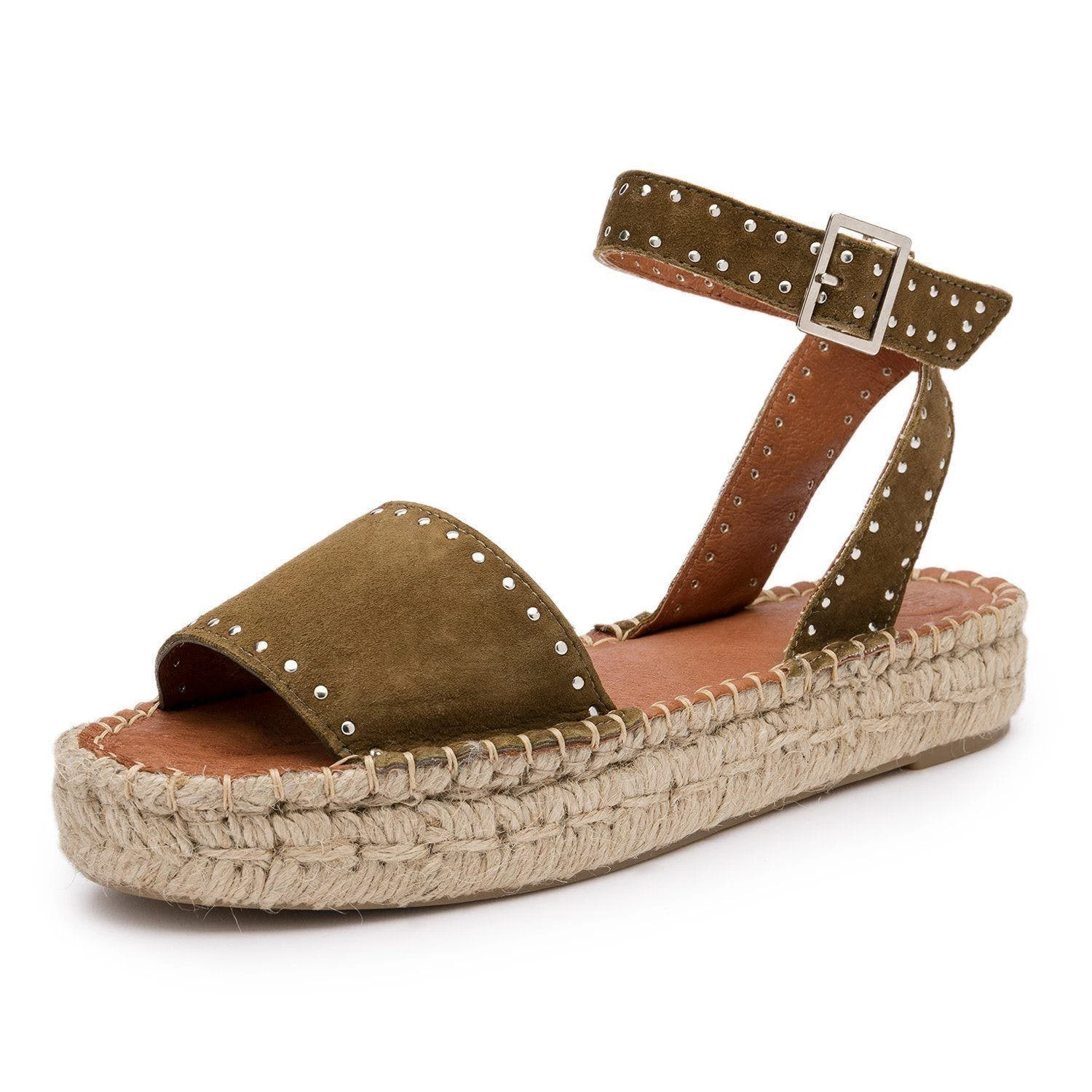 ALOHAS Rome Studded Espadrilles Olive - Image 3