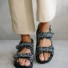 ALOHAS Hook-Loop Tweed Sandal