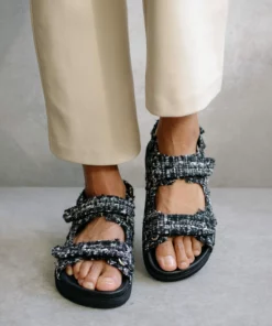 ALOHAS Hook-Loop Tweed Sandal