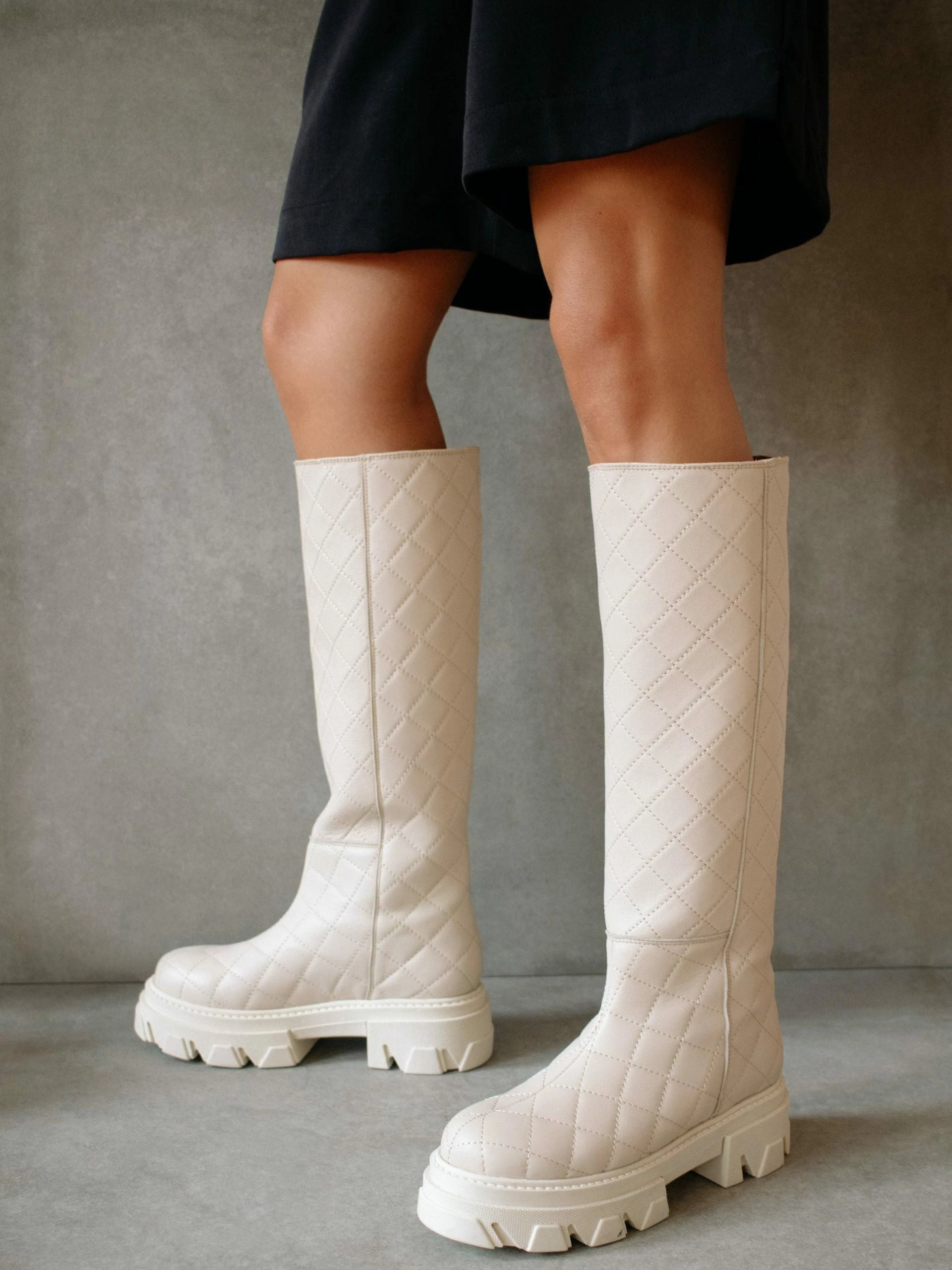 ALOHAS Katiuska Goal Digger Boots - Quilted Ivory