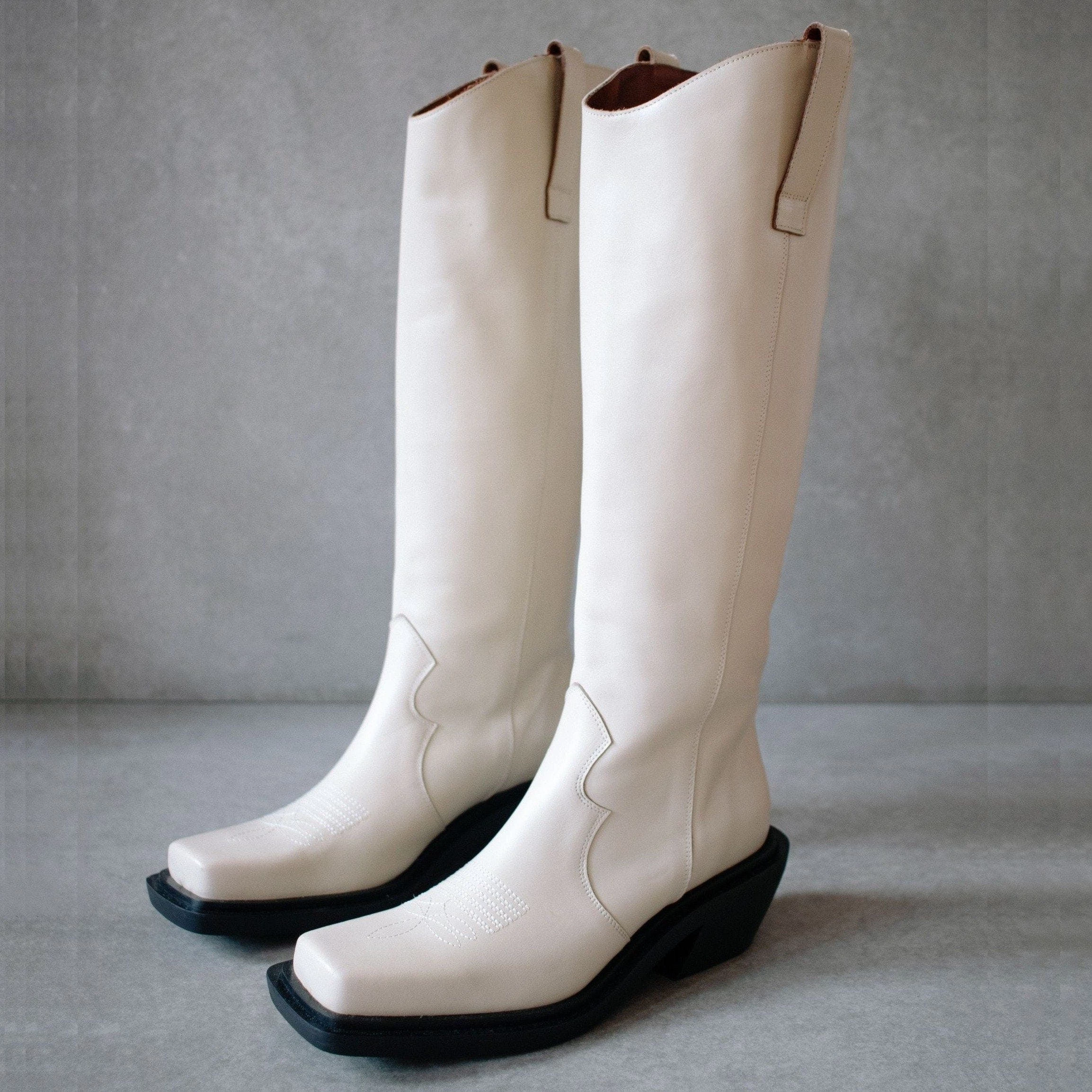 ALOHAS Cattle Ivory Leather Boots - Image 2