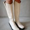 ALOHAS Cattle Ivory Leather Boots