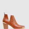 Belle & Bloom Austin Croc Embossed Ankle Boot - Camel