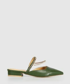 Belle & Bloom On The Go Leather Flat - Khaki